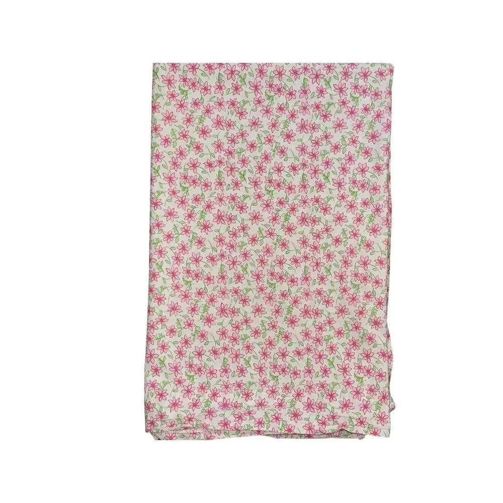 Lilly Pulitzer Discontinued Floral Flat Sheet Twin Size Cotton Pink White Green